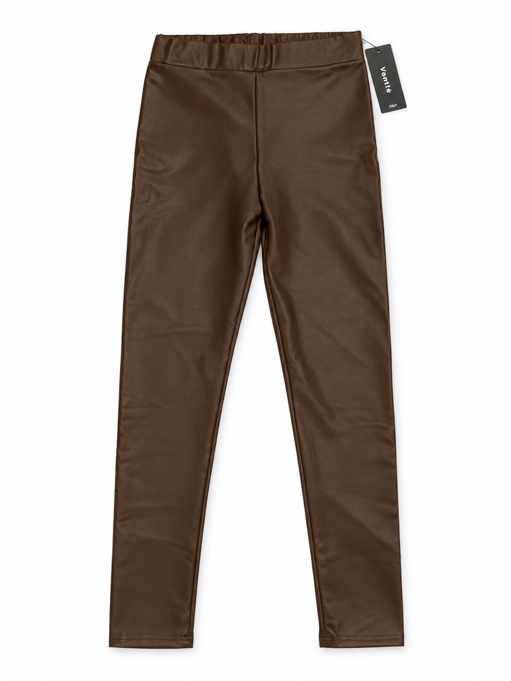 Venti 6 High Waist Faux Leather Leggings in Chocolate Brown